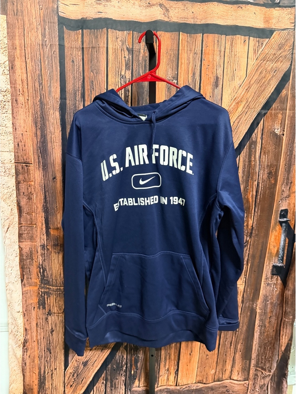 Nike U.S. Air Force Therma-Fit Hoodie Sweatshirt Size L Navy Blue